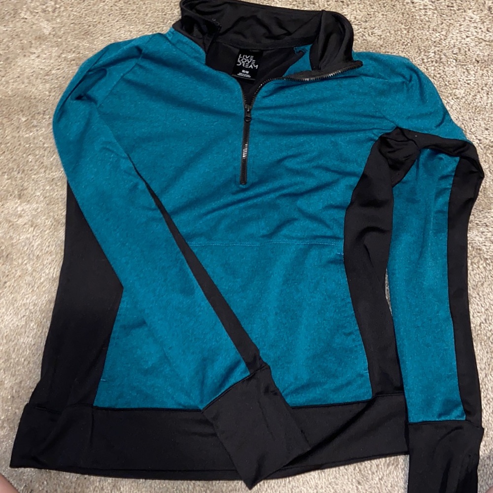 Blue long sleeve jacket mid zip up